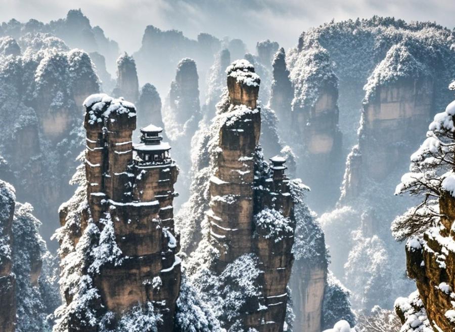 张家界冰雪摄影,感受张家界冰雪世界